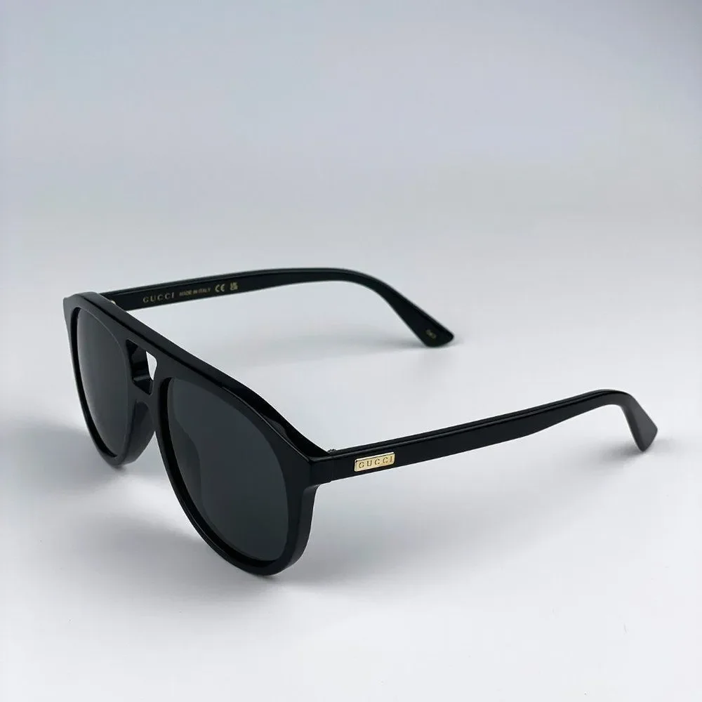 Gucci GG1320S 004 Sunglasses Black Grey Pilot Unisex